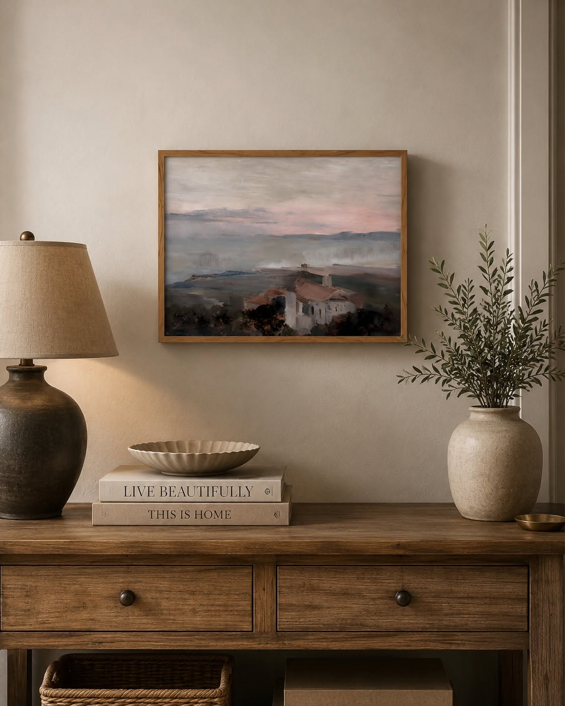 Coastal landscape wall print for a warm and relaxed home