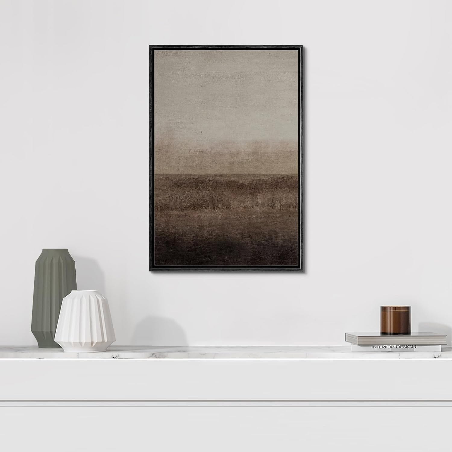 Misty landscape wall print in neutral tones