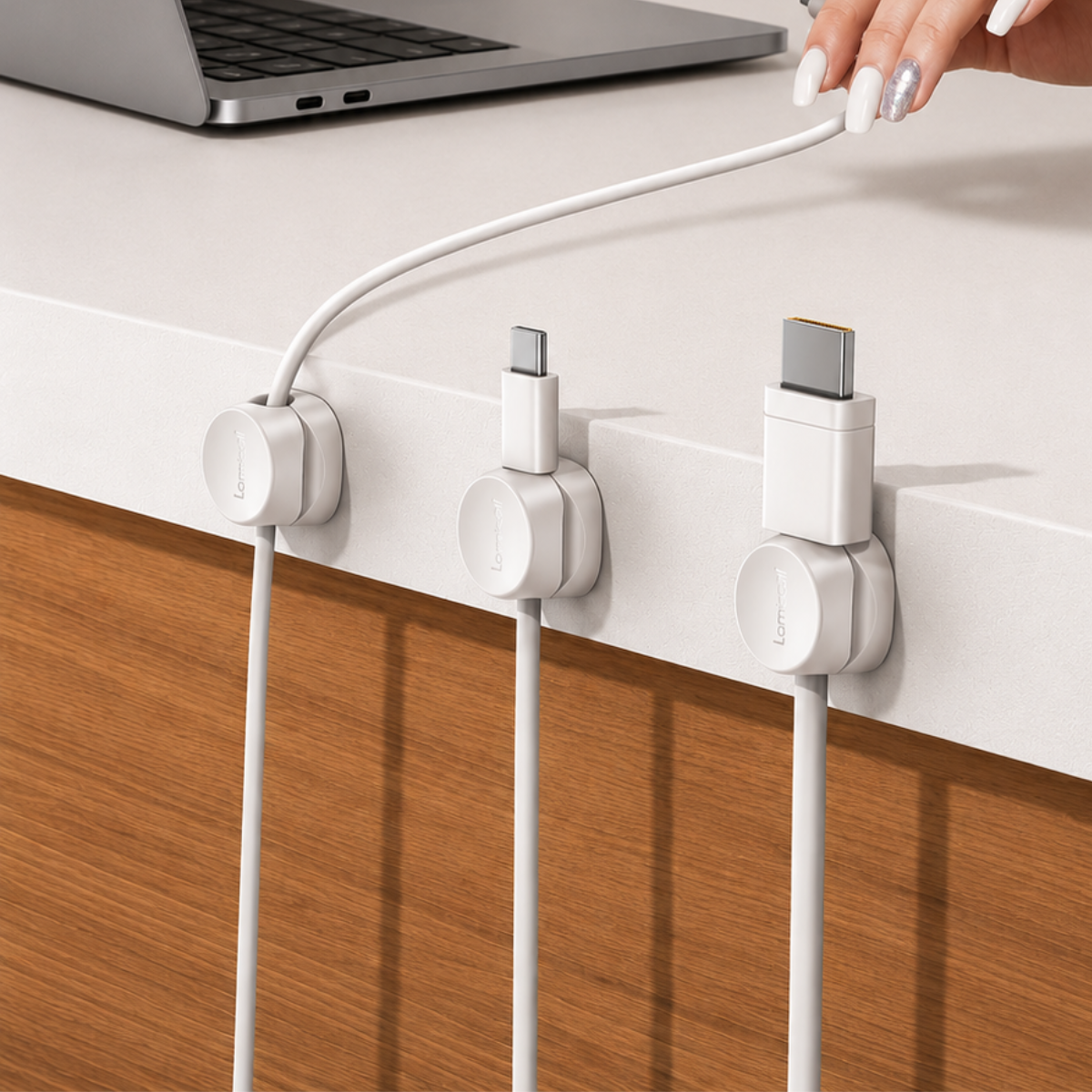 Cords holder and organizer for a clean desk setup
